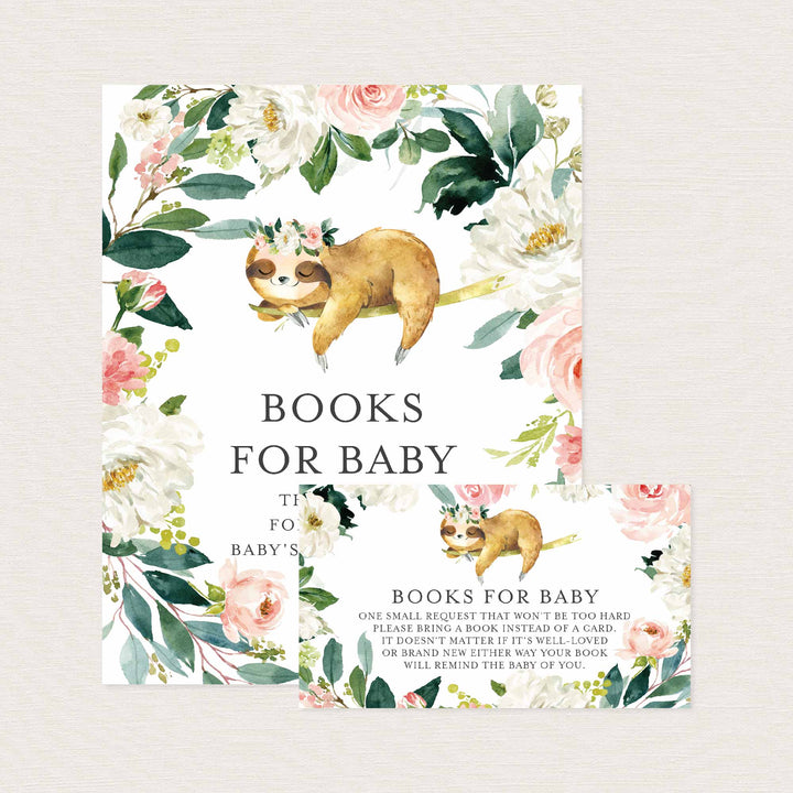 Sleeping Sloth Blush Baby Shower Books For Baby Printable