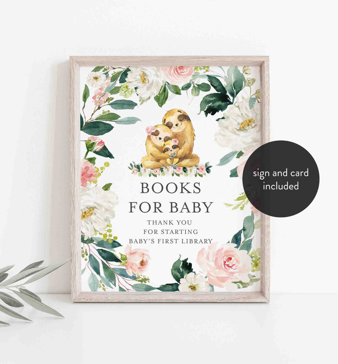 Sloth Family Blush Baby Shower Books For Baby Printable