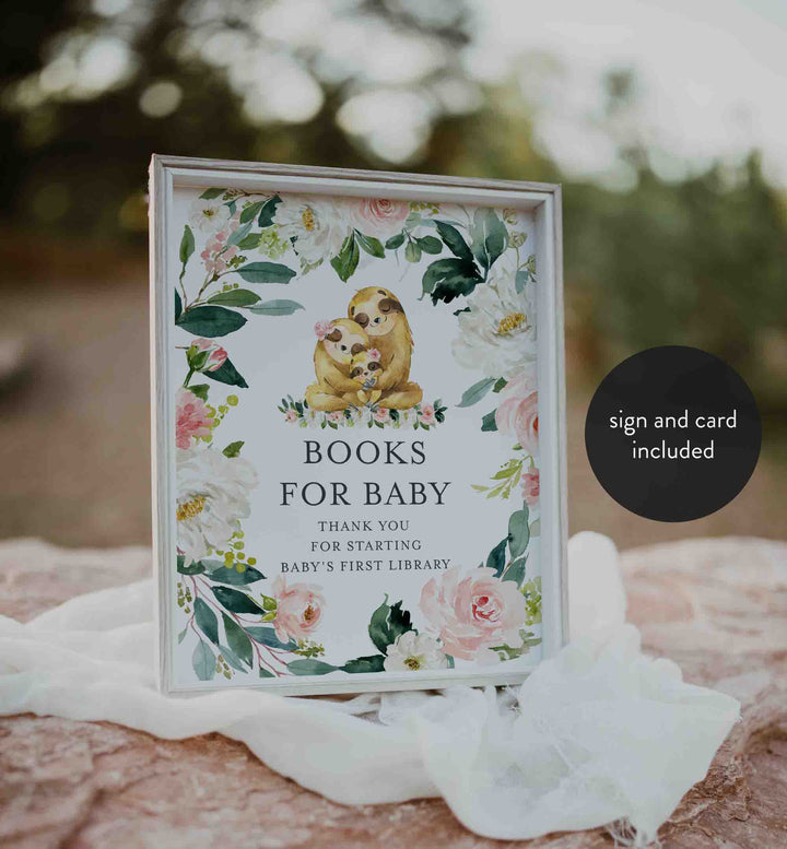 Sloth Family Blush Baby Shower Books For Baby Printable