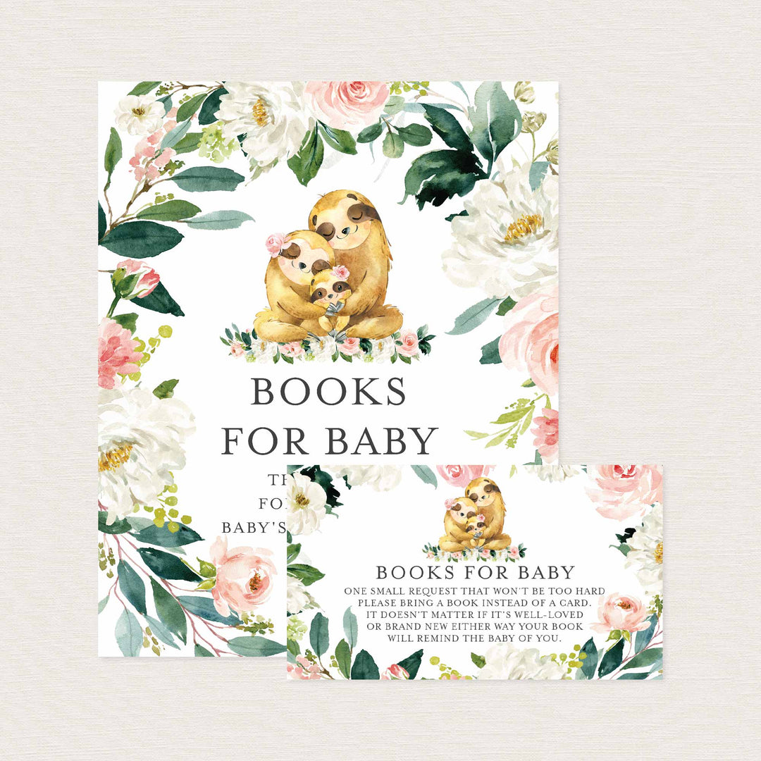 Sloth Family Blush Baby Shower Books For Baby Printable