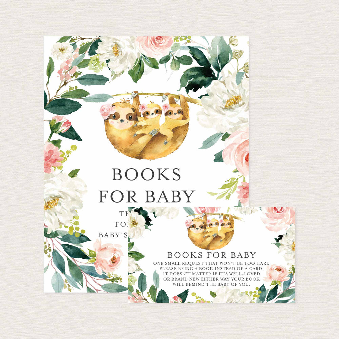 Twin Sloths Blush Baby Shower Books For Baby Printable