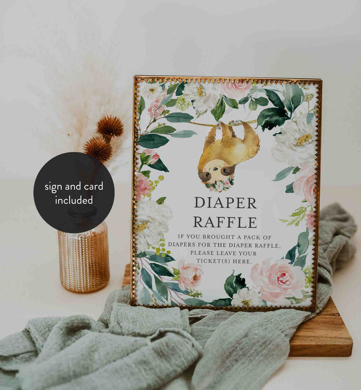 Sloth Blush Baby Shower Diaper Raffle Printable