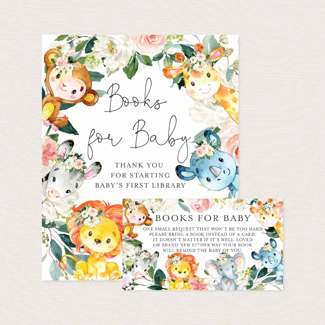 Jungle Animals Blush Baby Shower Books For Baby Printable