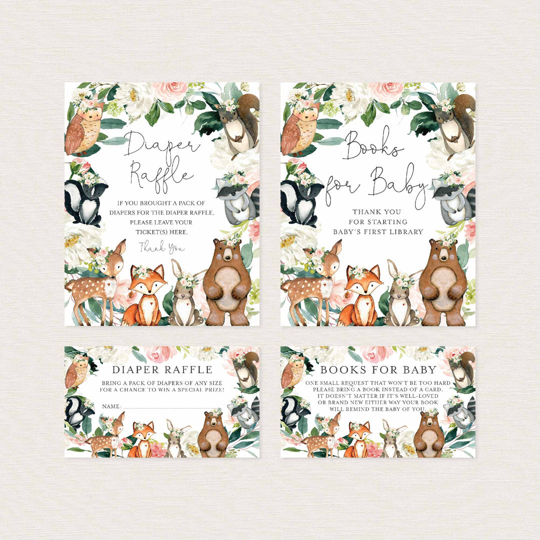 Woodland Animals Blush Baby Shower Suite Printable