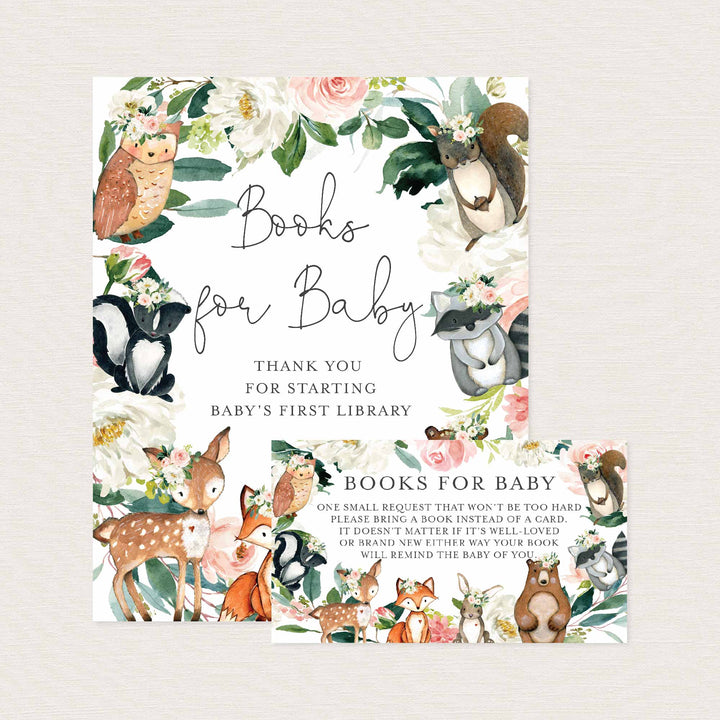 Woodland Animals Blush Baby Shower Books For Baby Printable