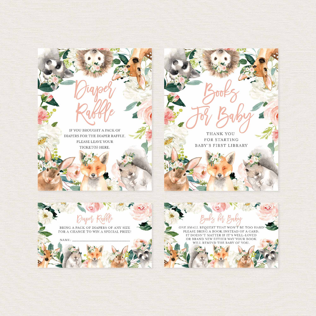 Forest Animals Blush Baby Shower Suite Printable