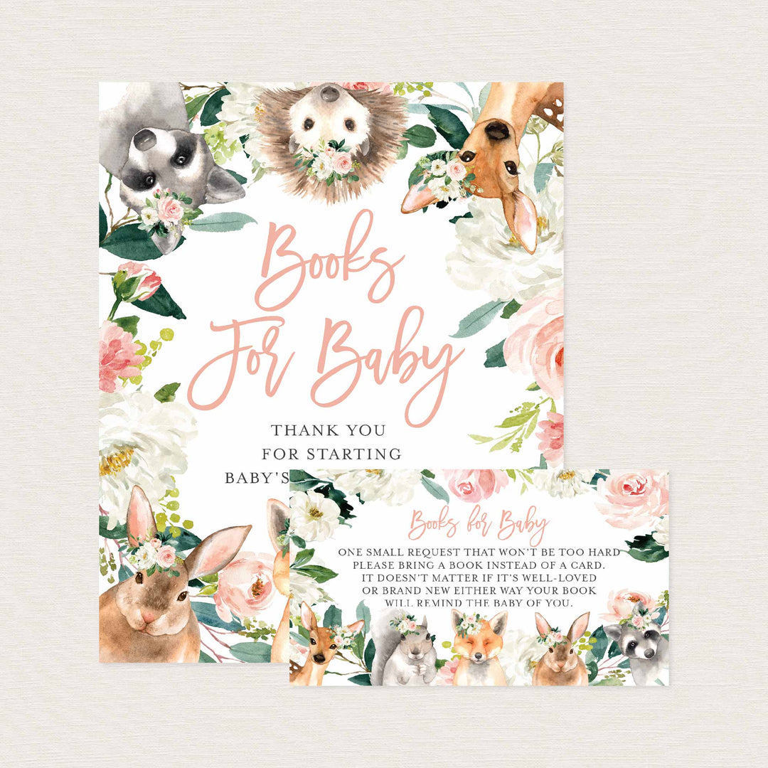 Forest Animals Blush Baby Shower Books For Baby Printable