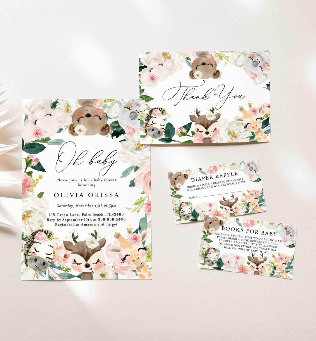 Baby Safari Blush Baby Shower Suite Printable