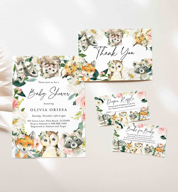 Little Woodland Blush Baby Shower Suite Printable