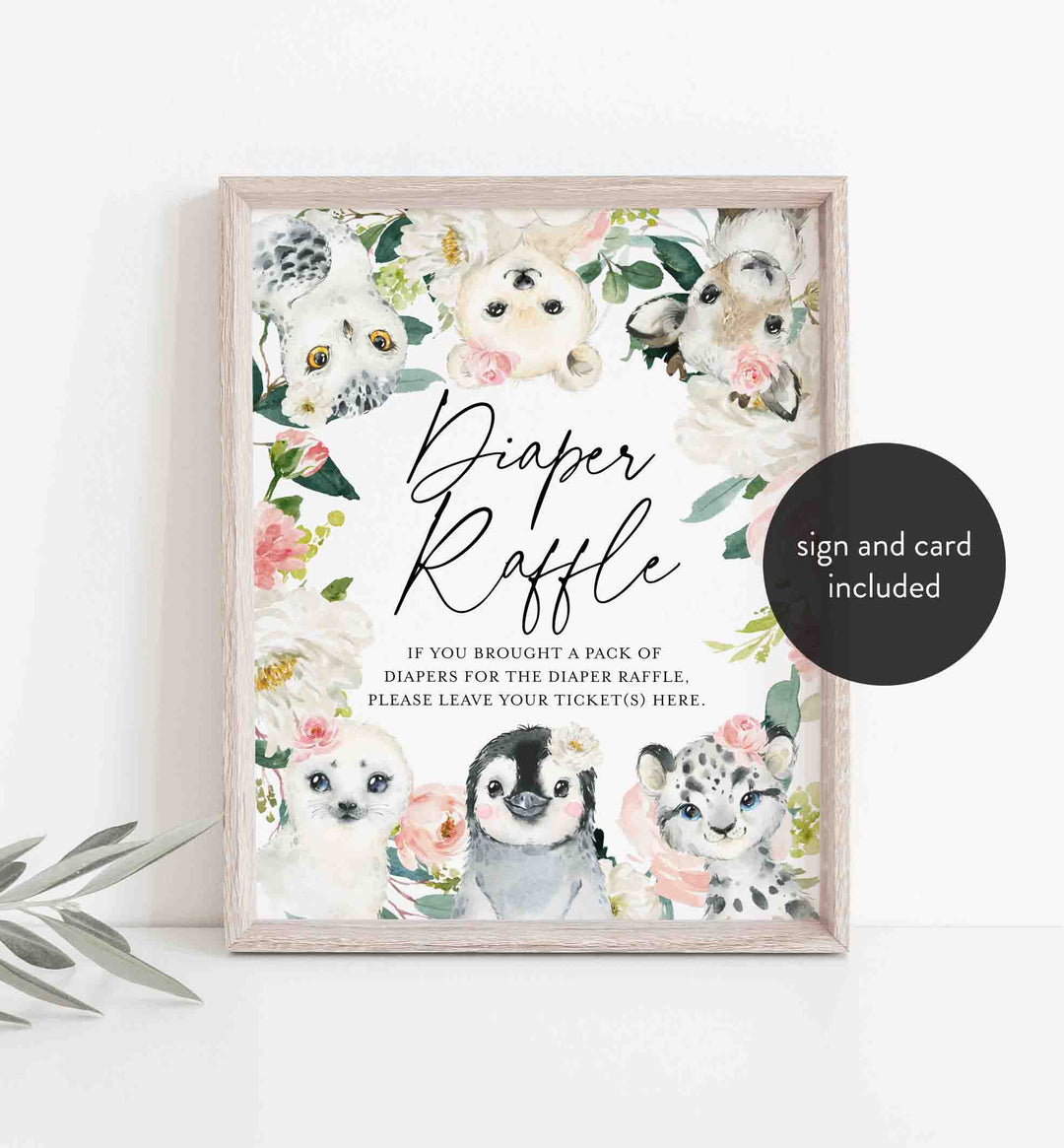 Little Arctic Blush Baby Shower Diaper Raffle Printable