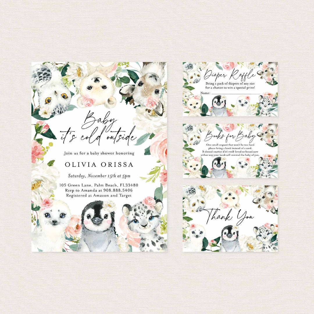 Little Arctic Blush Baby Shower Suite Printable