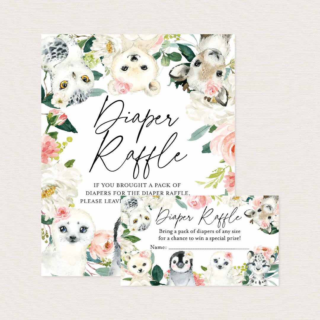 Little Arctic Blush Baby Shower Diaper Raffle Printable