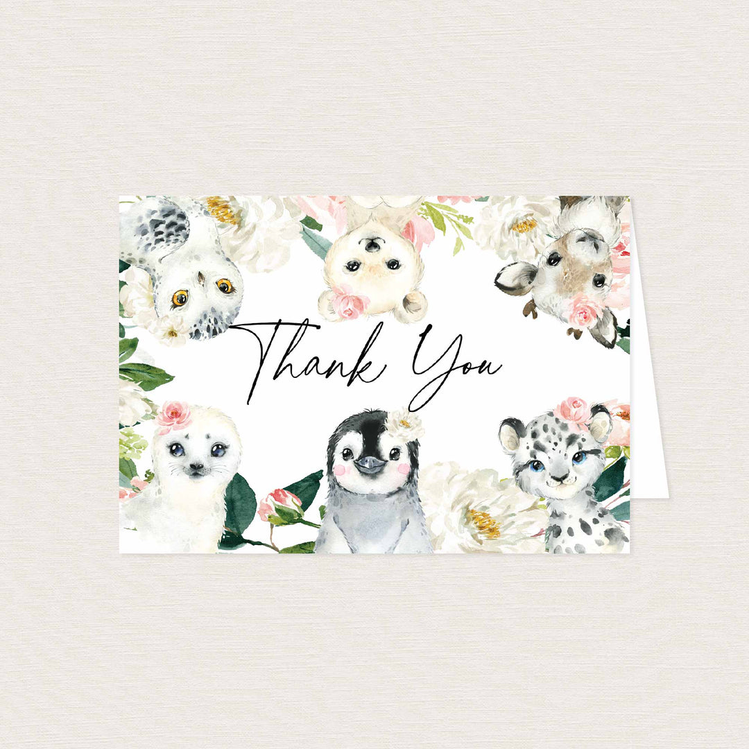 Little Arctic Blush Baby Shower Thank You Card Printable