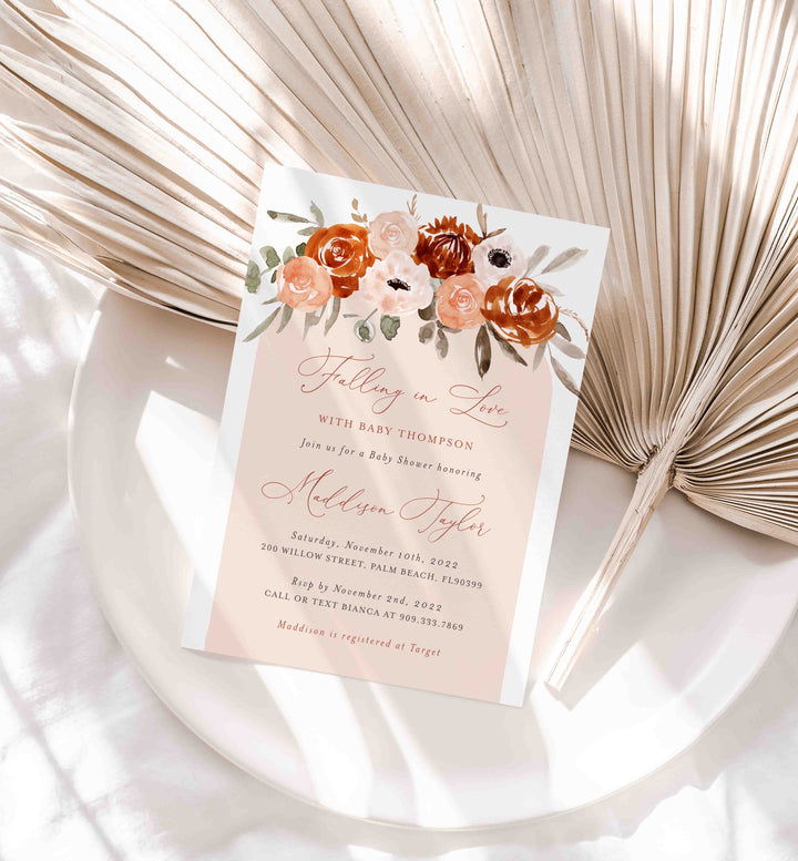 Orange Flower Baby Shower Invitation Printable