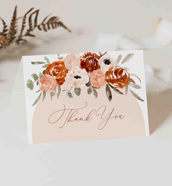 Orange Flower Baby Shower Thank You Card Printable