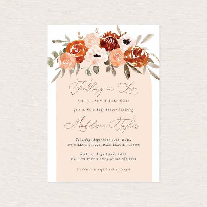 Orange Flower Baby Shower Invitation Printable