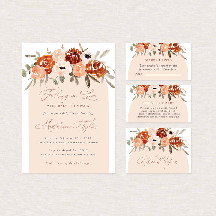 Orange Flower Baby Shower Suite Printable