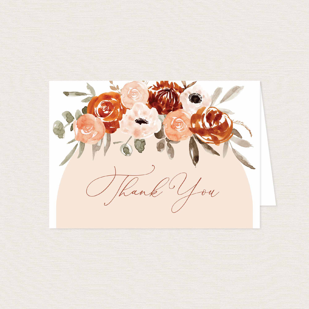 Orange Flower Baby Shower Thank You Card Printable