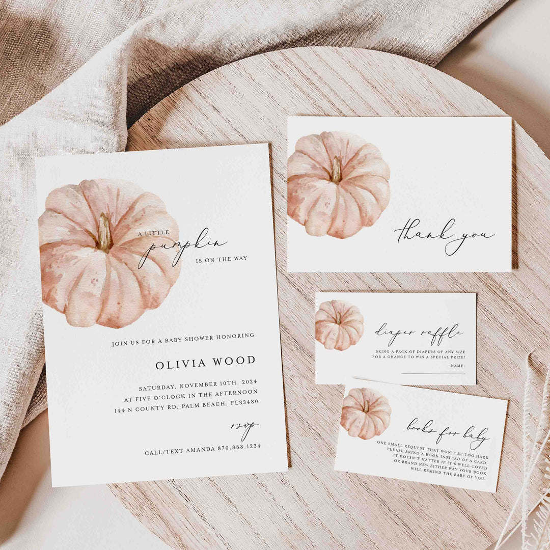 Minimal Pumpkin Baby Shower Suite Printable