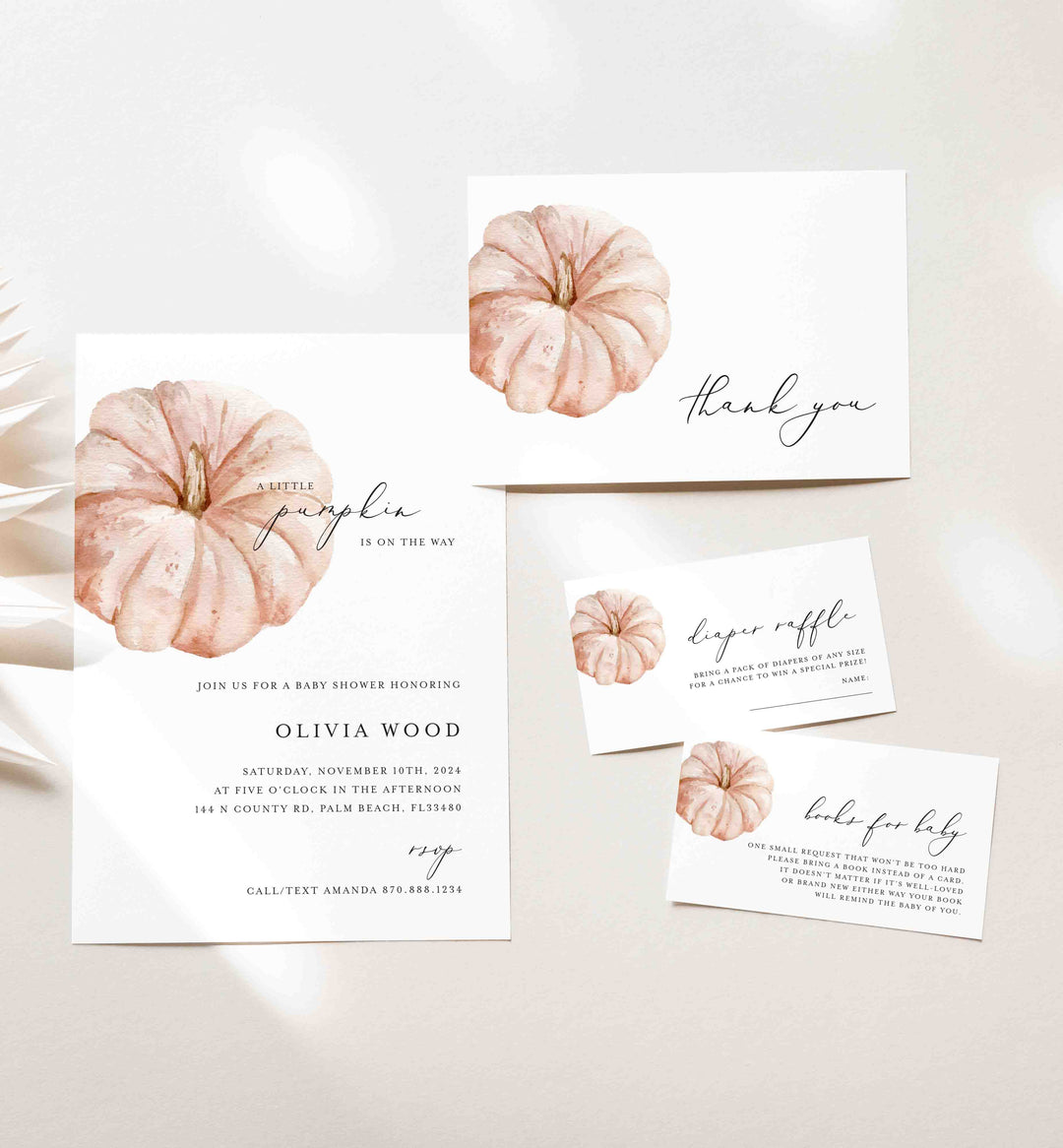 Minimal Pumpkin Baby Shower Suite Printable