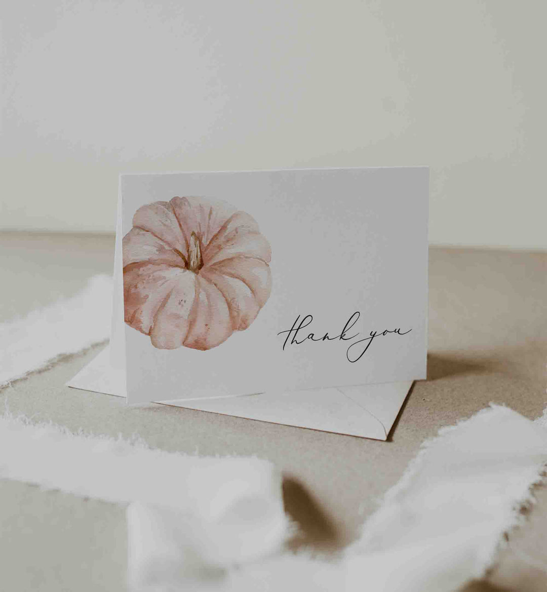 Minimal Pumpkin Baby Shower Thank You Card Printable