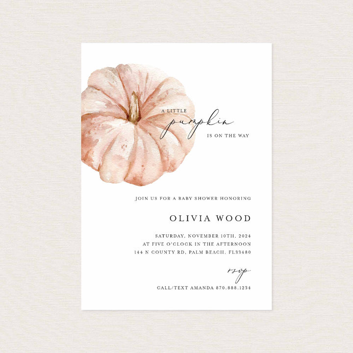 Minimal Pumpkin Baby Shower Invitation Printable