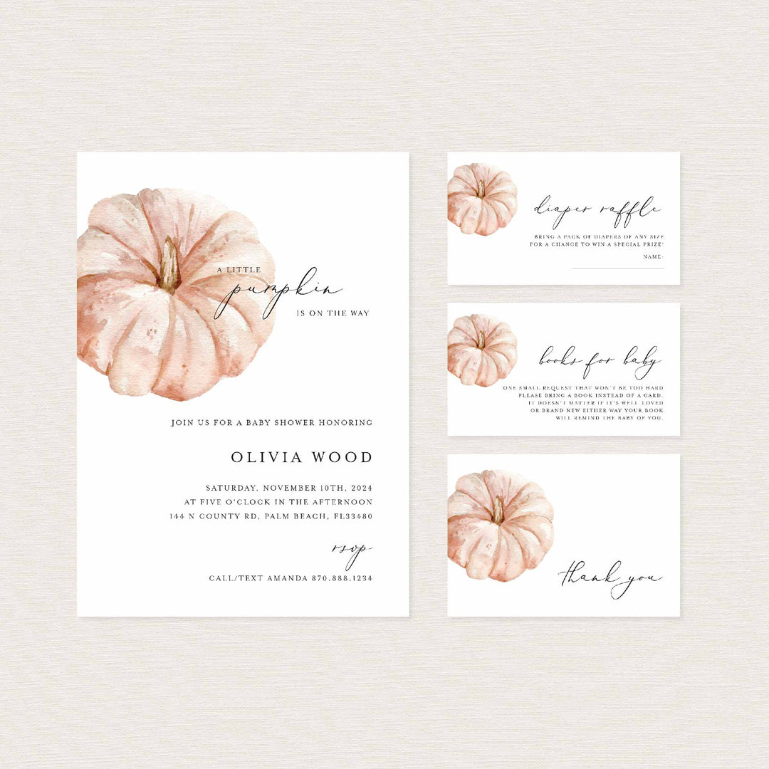 Minimal Pumpkin Baby Shower Suite Printable