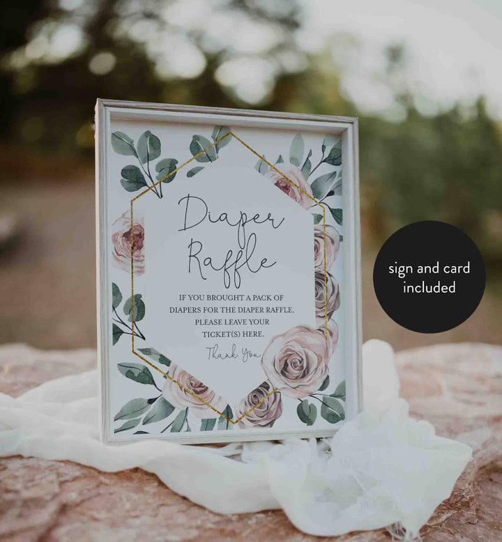 Boho Rose Baby Shower Diaper Raffle Printable