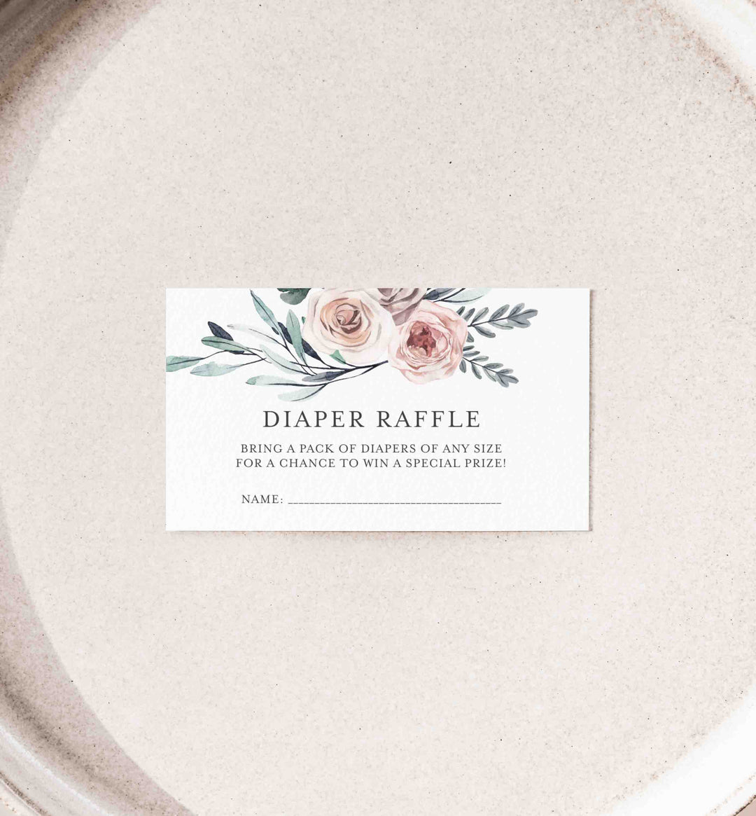 Boho Rose Baby Shower Diaper Raffle Printable