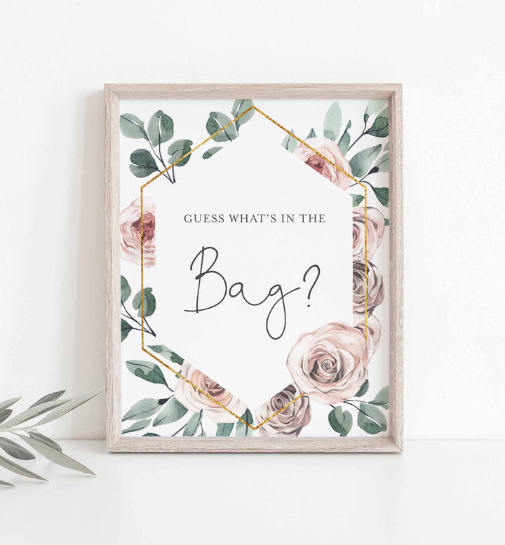 Boho Rose Baby Shower Guess What's In The Bag Game Printable