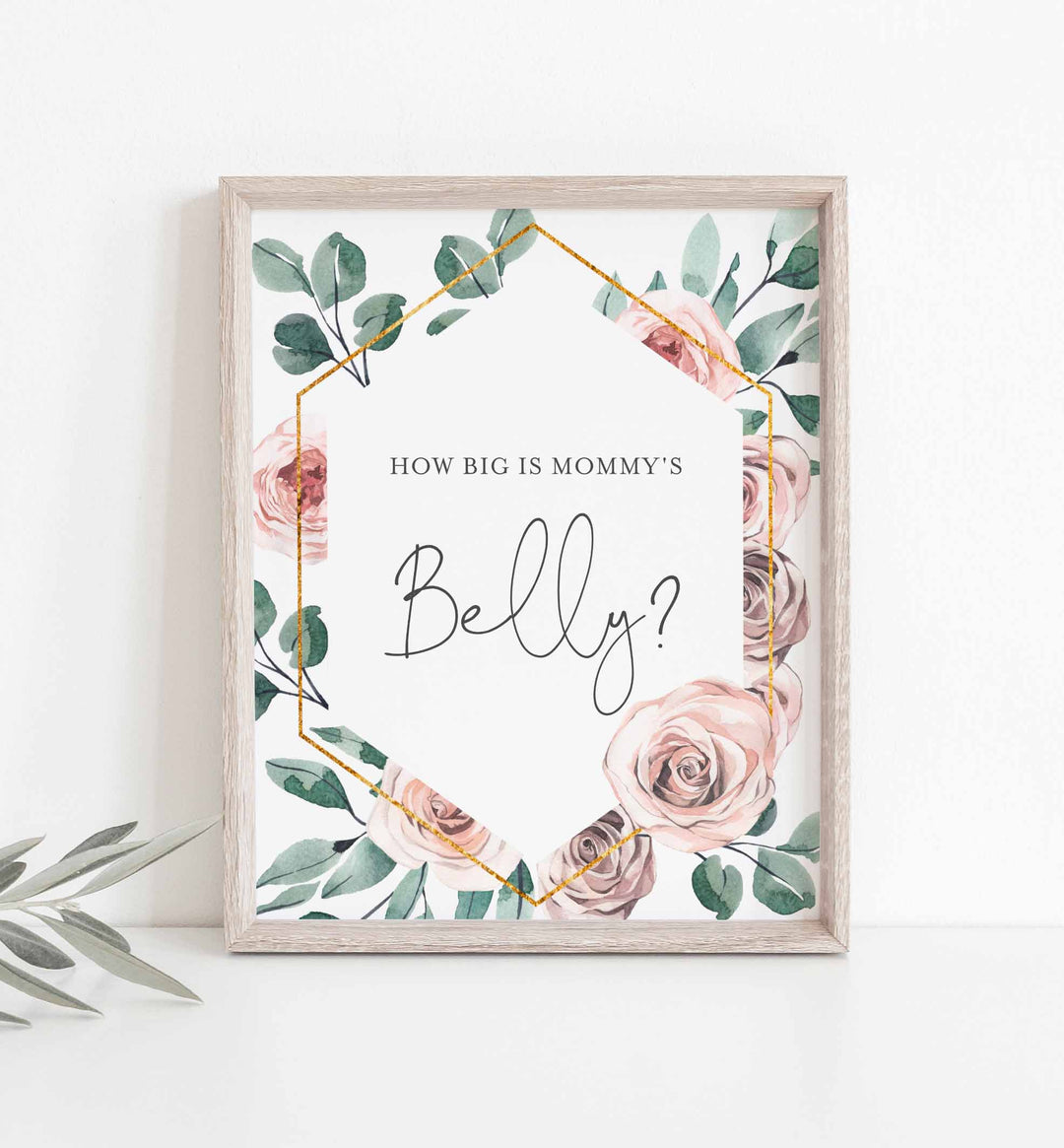Boho Rose Baby Shower How Big Is Mummy's Belly Game Printable