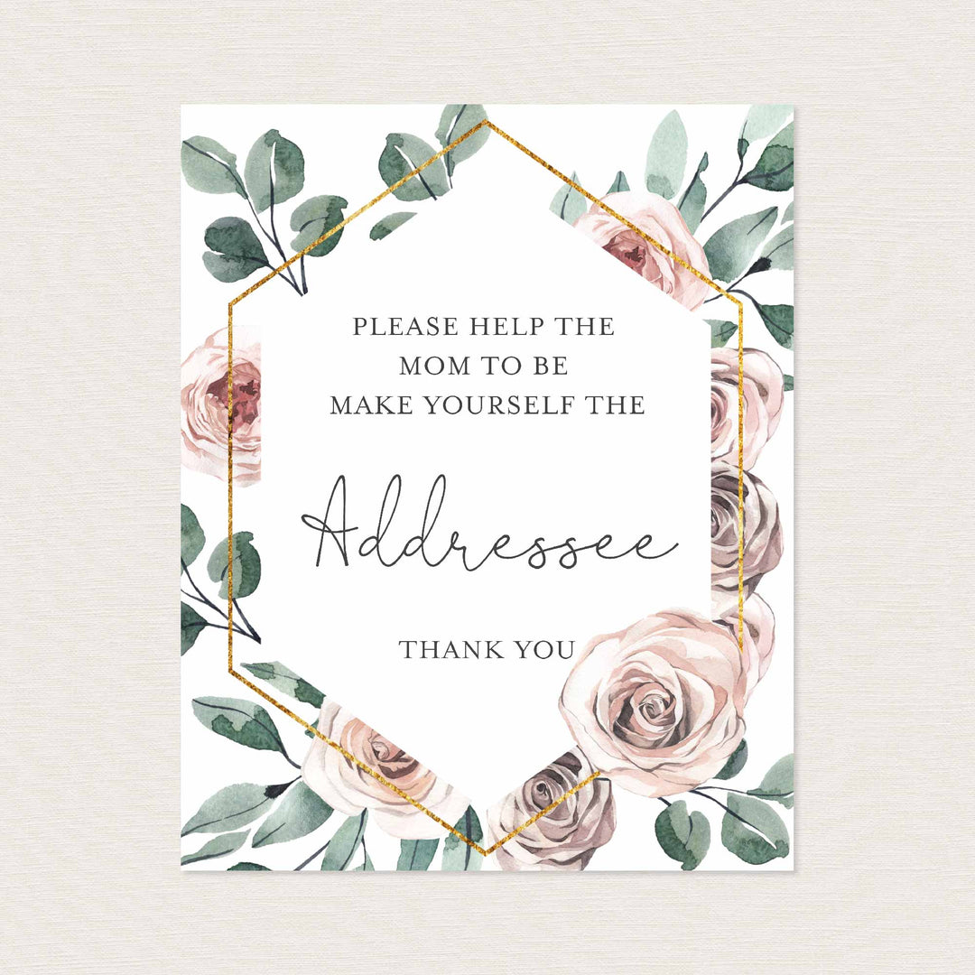 Boho Rose Baby Shower Address An Envelope Sign Printable