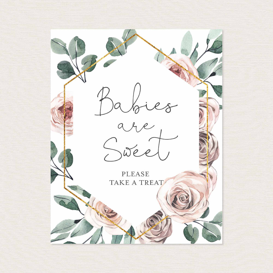 Boho Rose Baby Shower Babies Are Sweet Sign Printable