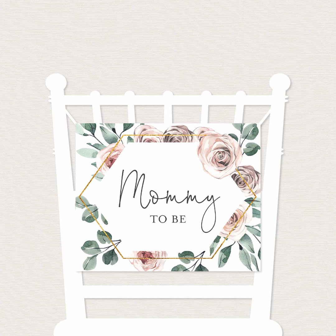 Boho Rose Mummy and Daddy To Be Chair Sign Printable