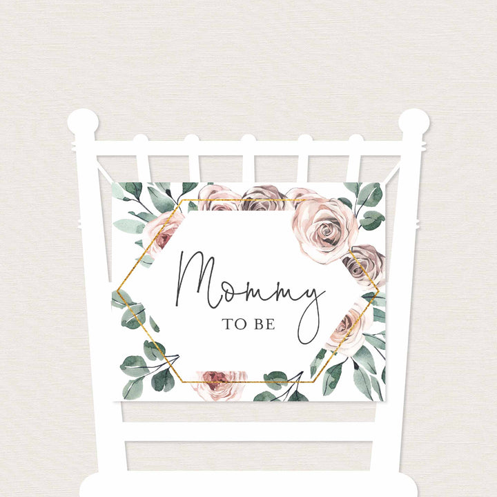 Boho Rose Mummy and Daddy To Be Chair Sign Printable