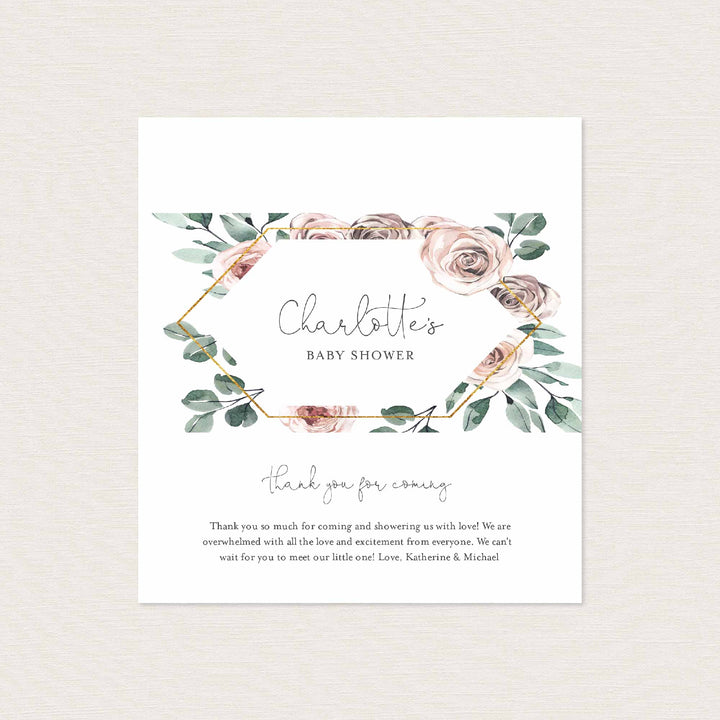 Boho Rose Baby Shower Chocolate Bar Wrapper Printable