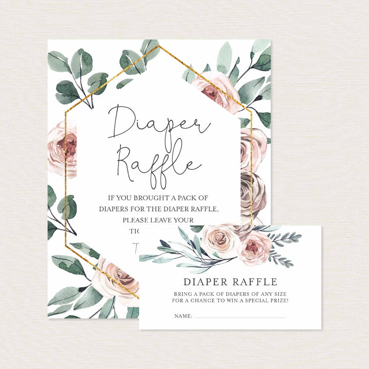 Boho Rose Baby Shower Diaper Raffle Printable