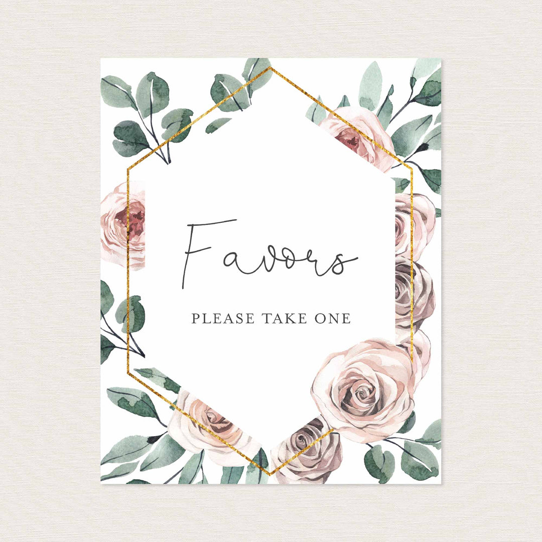 Boho Rose Baby Shower Favours Sign Printable