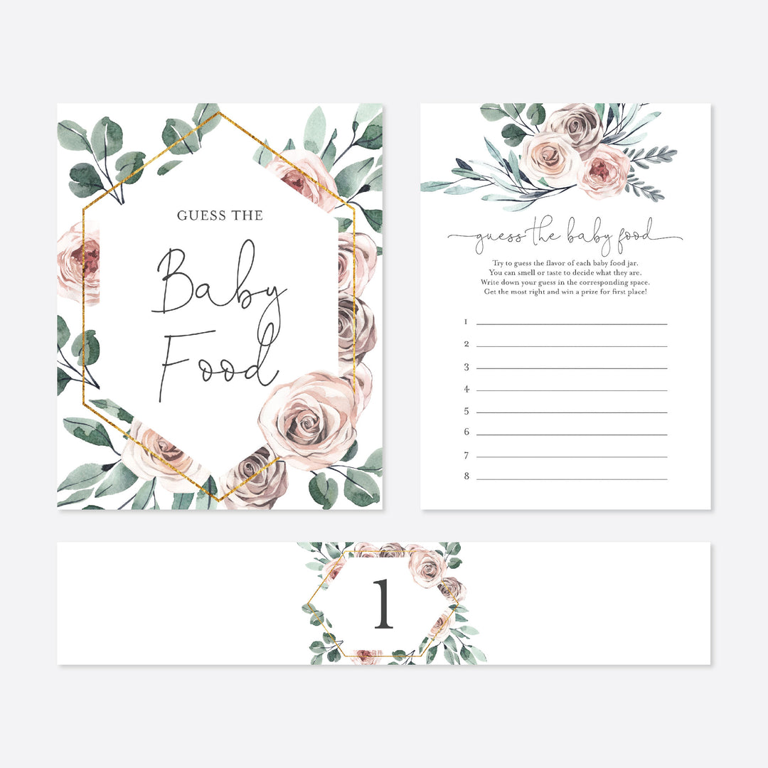 Boho Rose Baby Shower Guess The Baby Food Game Printable