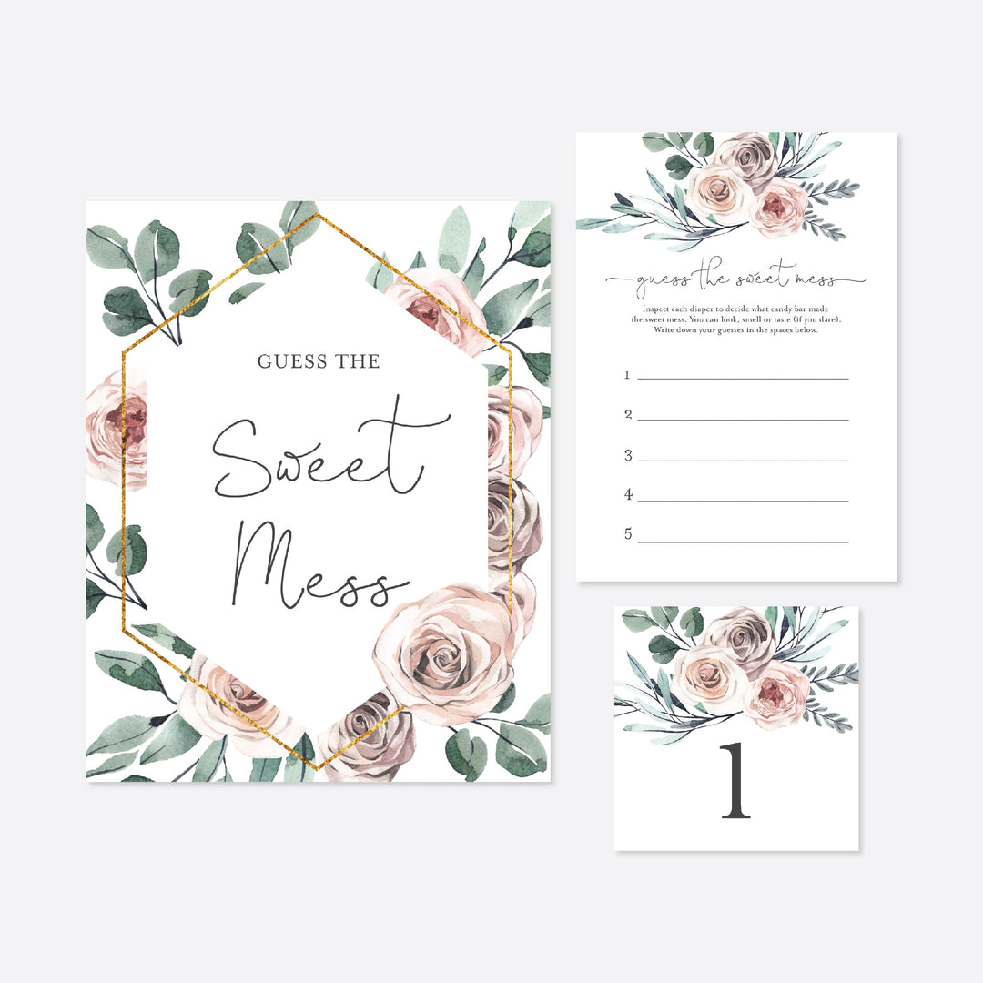 Boho Rose Baby Shower Guess The Sweet Mess Game Printable