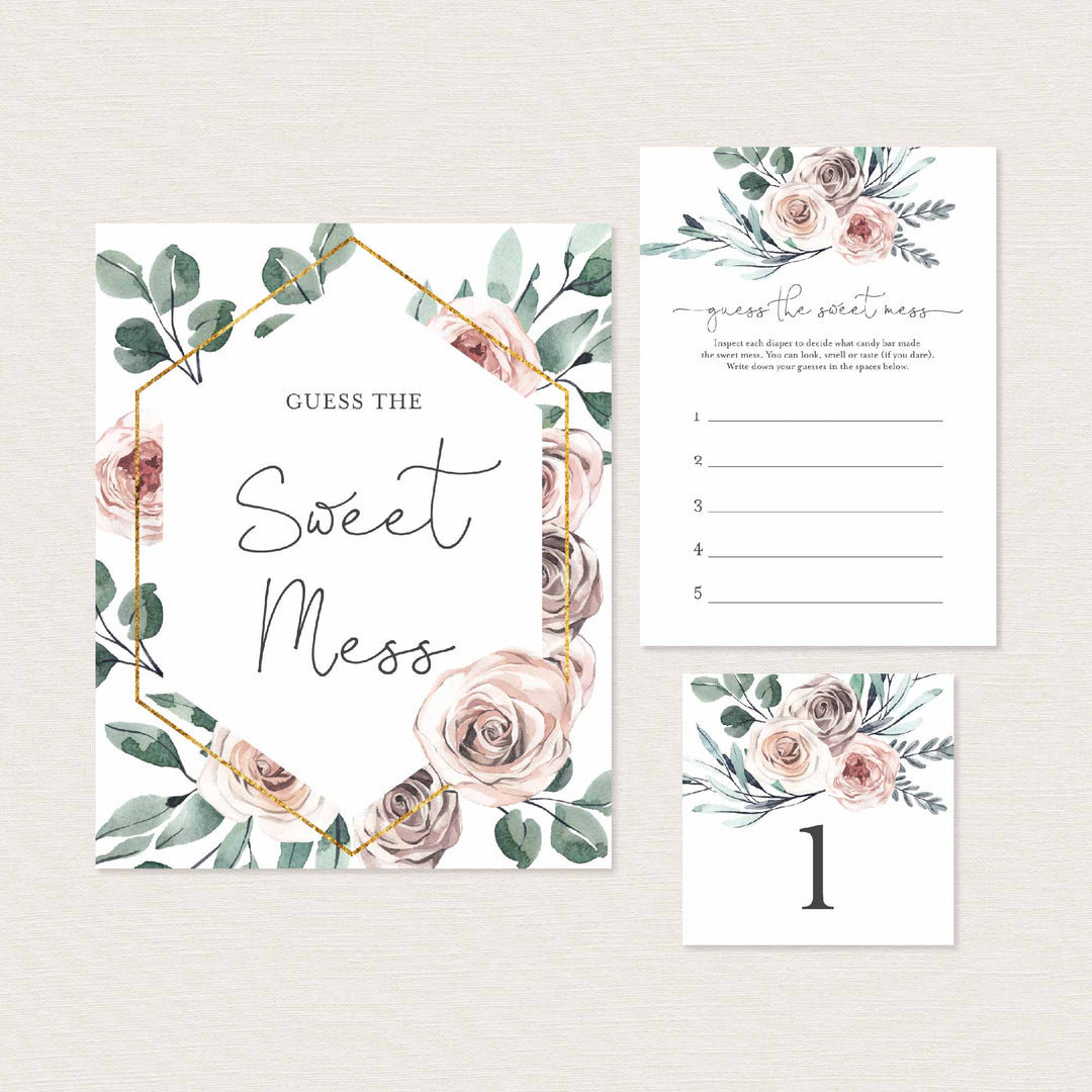 Boho Rose Baby Shower Guess The Sweet Mess Game Printable