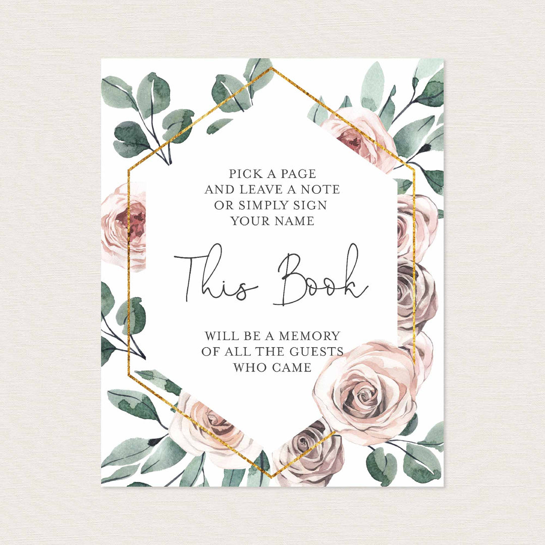 Boho Rose Baby Shower Guestbook Sign Printable