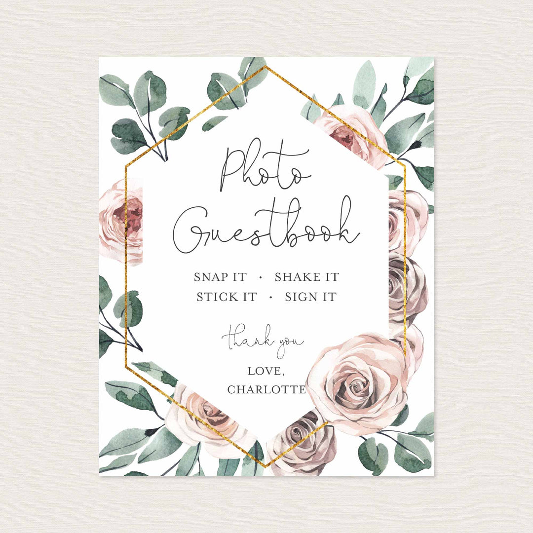 Boho Rose Baby Shower Guestbook Sign Printable