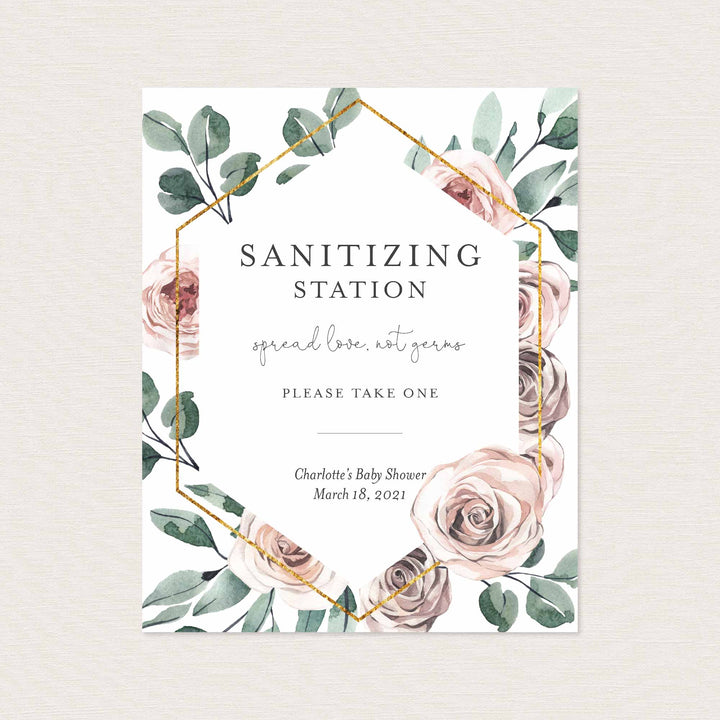 Boho Rose Baby Shower Hand Sanitizer Label Printable