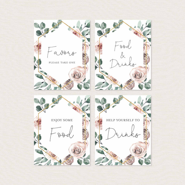 Boho Rose Baby Shower Table Signs Bundle Printable