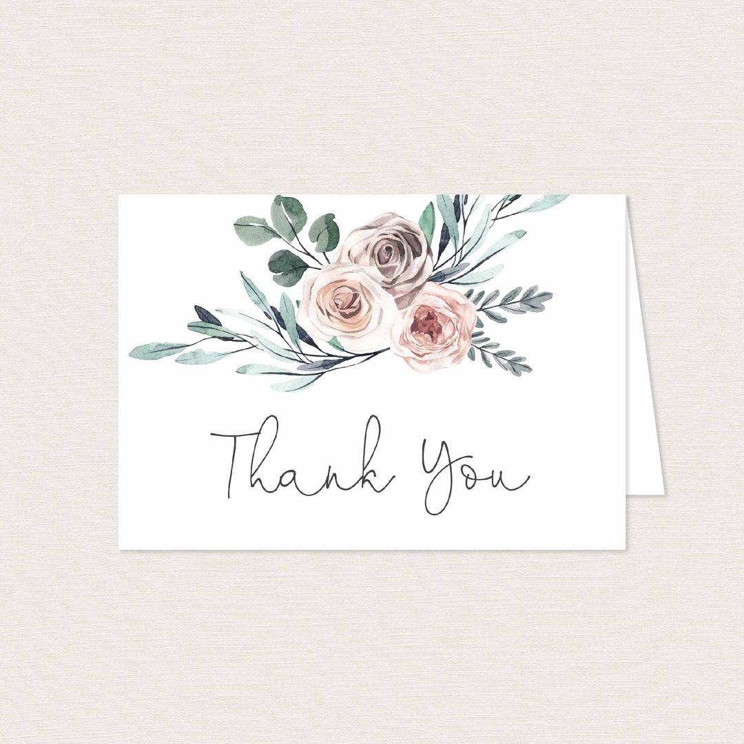 Boho Rose Baby Shower Thank You Card Printable