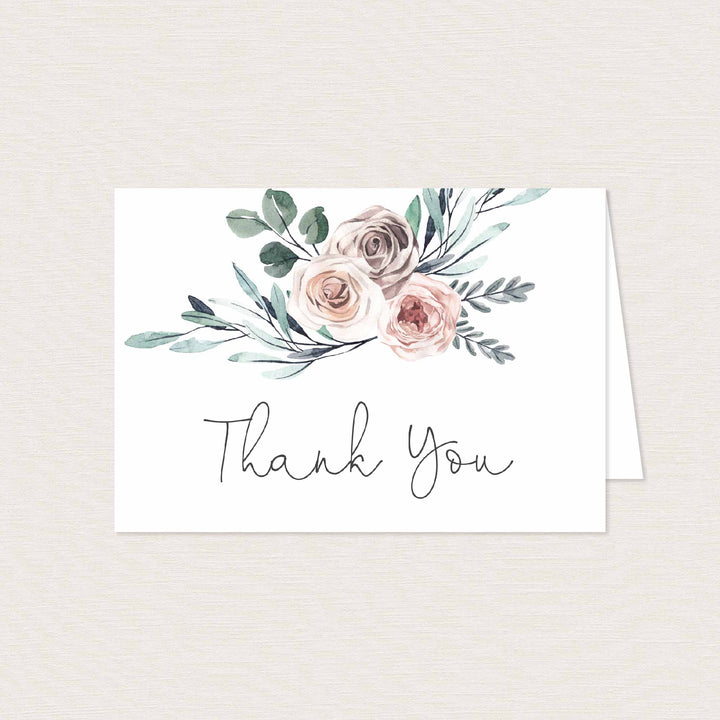 Boho Rose Baby Shower Thank You Card Printable