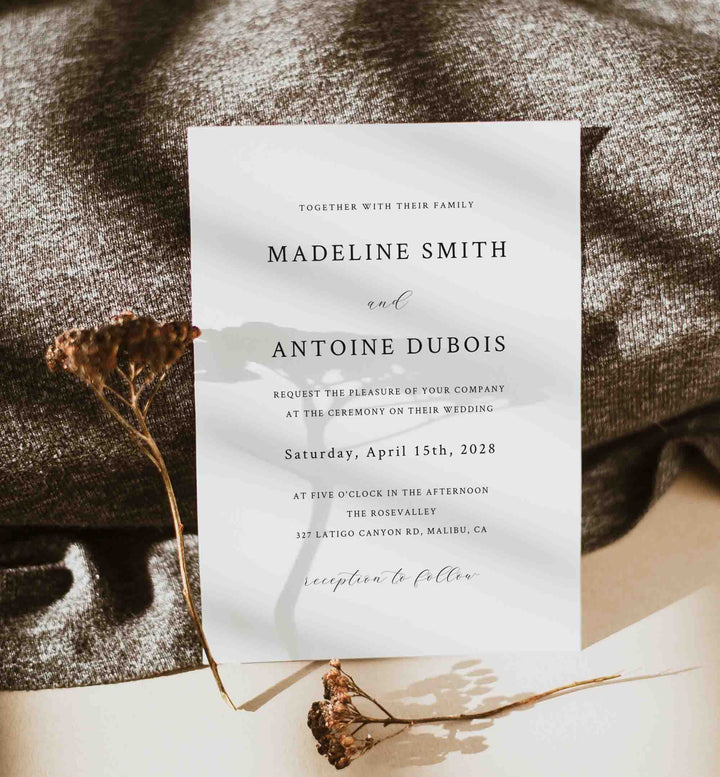 Simple Minimal Wedding Invitation Printable