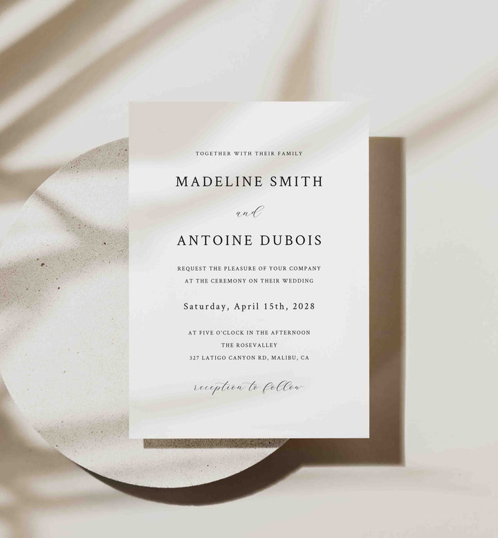 Simple Minimal Wedding Invitation Printable