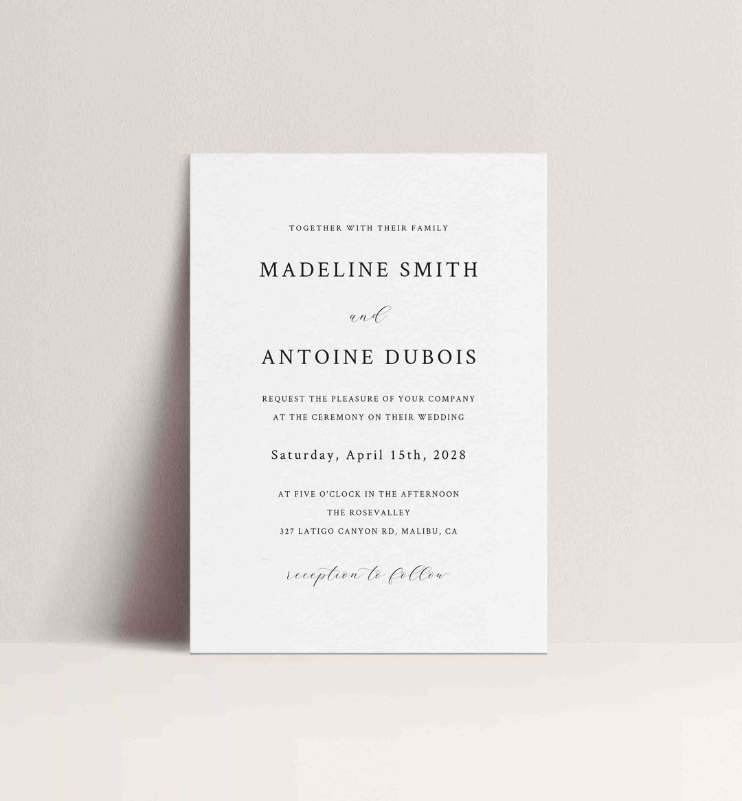 Simple Minimal Wedding Invitation Printable